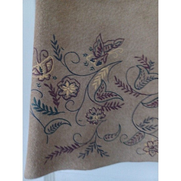 Express vintage 90's brown suede skirt sz1/2 floral hem detail zip side bow boho - Picture 2 of 10